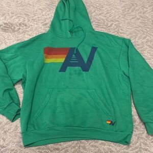 Vibrant Green Graphic Hoodie with AV Logo